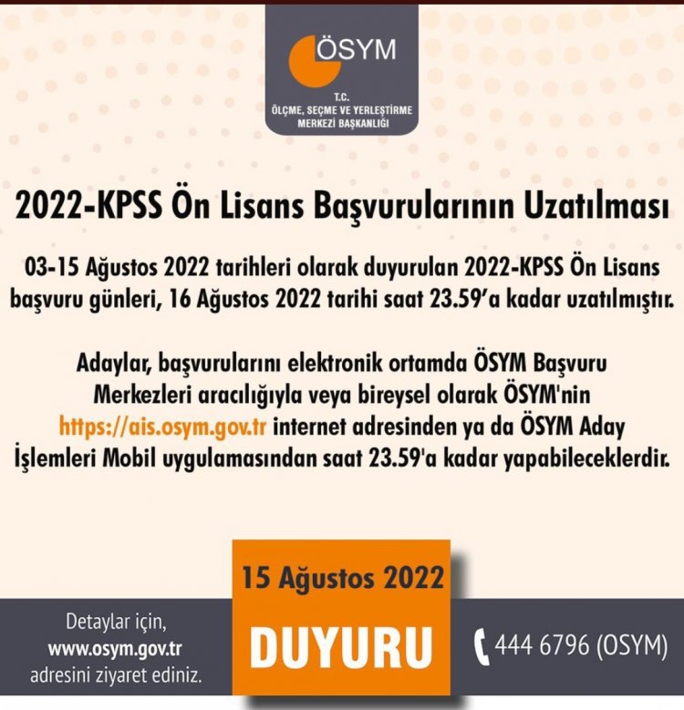 KPSS ÖN LİSANS BAŞVURU GÜNLERİ UZATILDI!