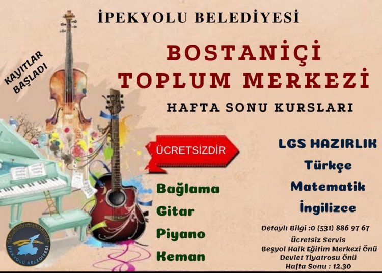 İPEKYOLU BELEDİYESİ HAFTA SONU KURSLARINA BOSTANİÇİ'NDE DEVAM EDİYOR
