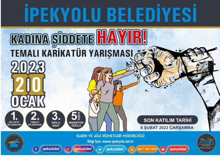 İPEKYOLU BELEDİYESİ'DEN İLGİNÇ YARIŞMA: “KADINA ŞİDDETE HAYIR” KONULU KARİKATÜR! 