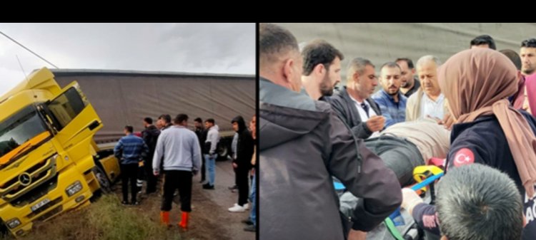 VAN'DA TIR YAĞIŞ NEDENİYLE KONTROLDEN ÇIKTI: 1 YARALI