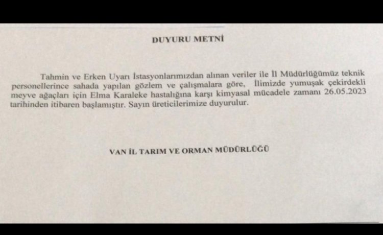 VAN VALİLİĞİ'NDEN DUYURU!